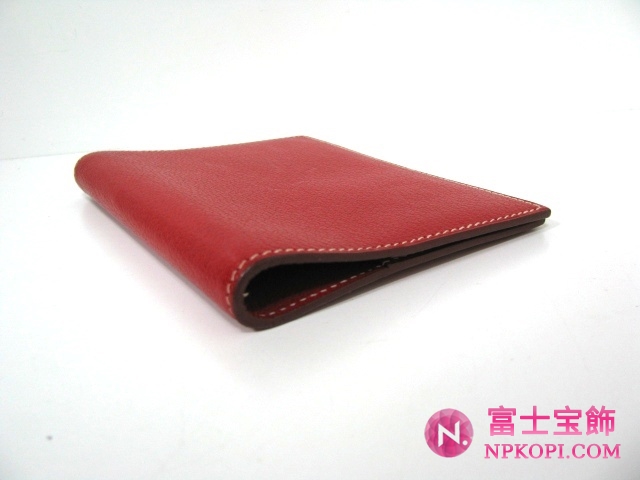 エルメス手帳カバーレッド（金具：シルバー）HERMES328037